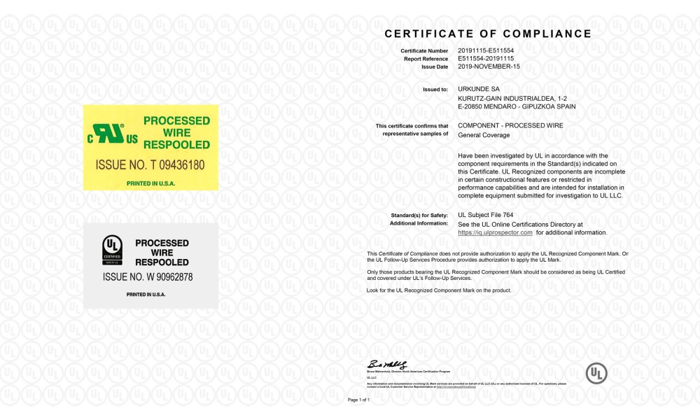 Pegatinas UL y certificado UL